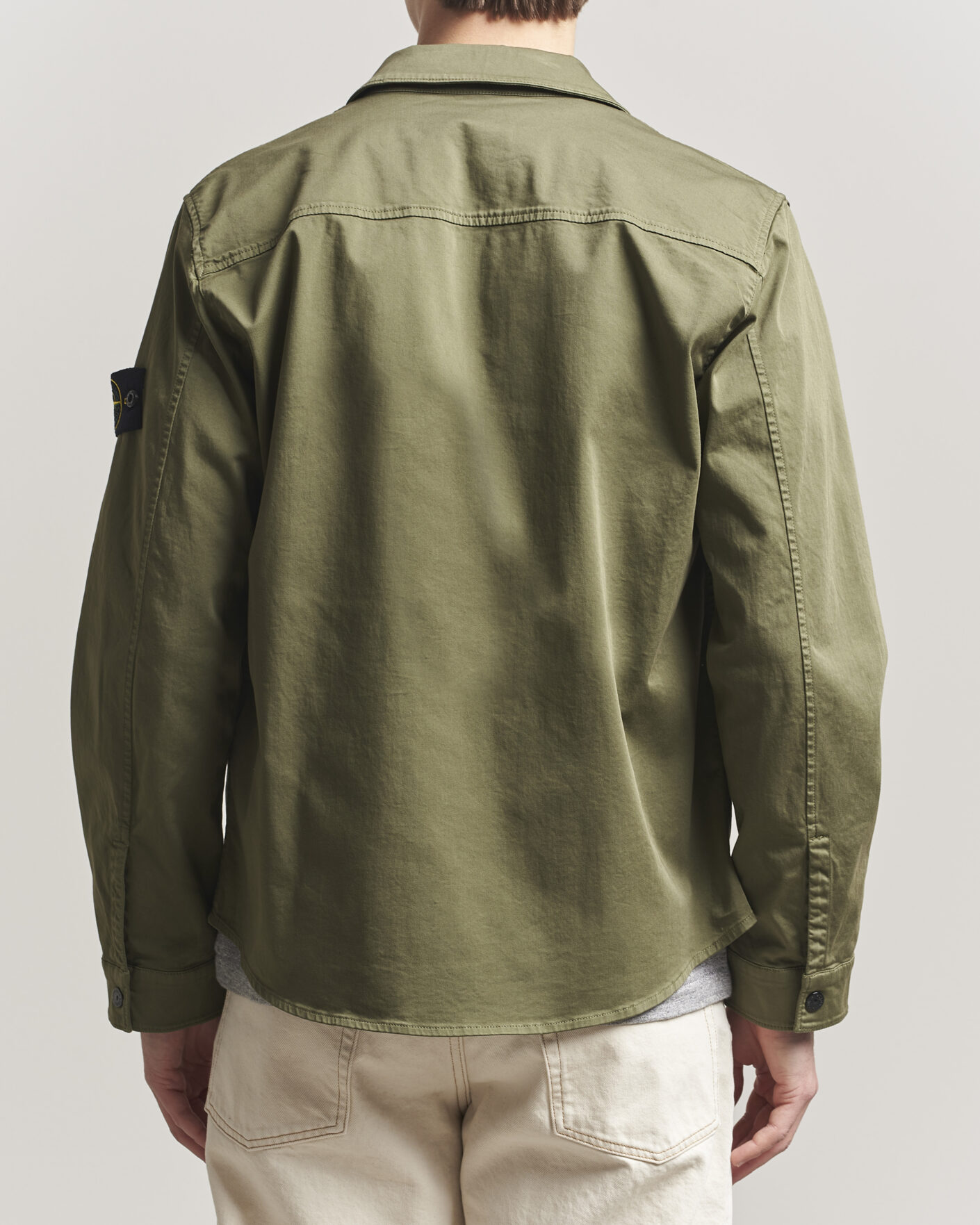 Heren | Overhemden | Stone Island | Cotton Stretch Zip Overshirt Military Green