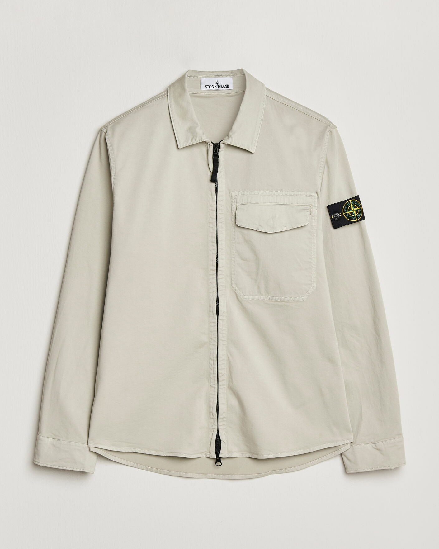 Heren | Overhemden | Stone Island | Cotton Stretch Zip Overshirt Pearl Grey