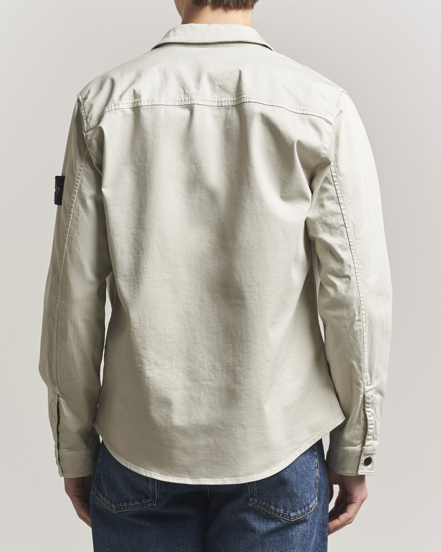 Heren | Overhemden | Stone Island | Cotton Stretch Zip Overshirt Pearl Grey