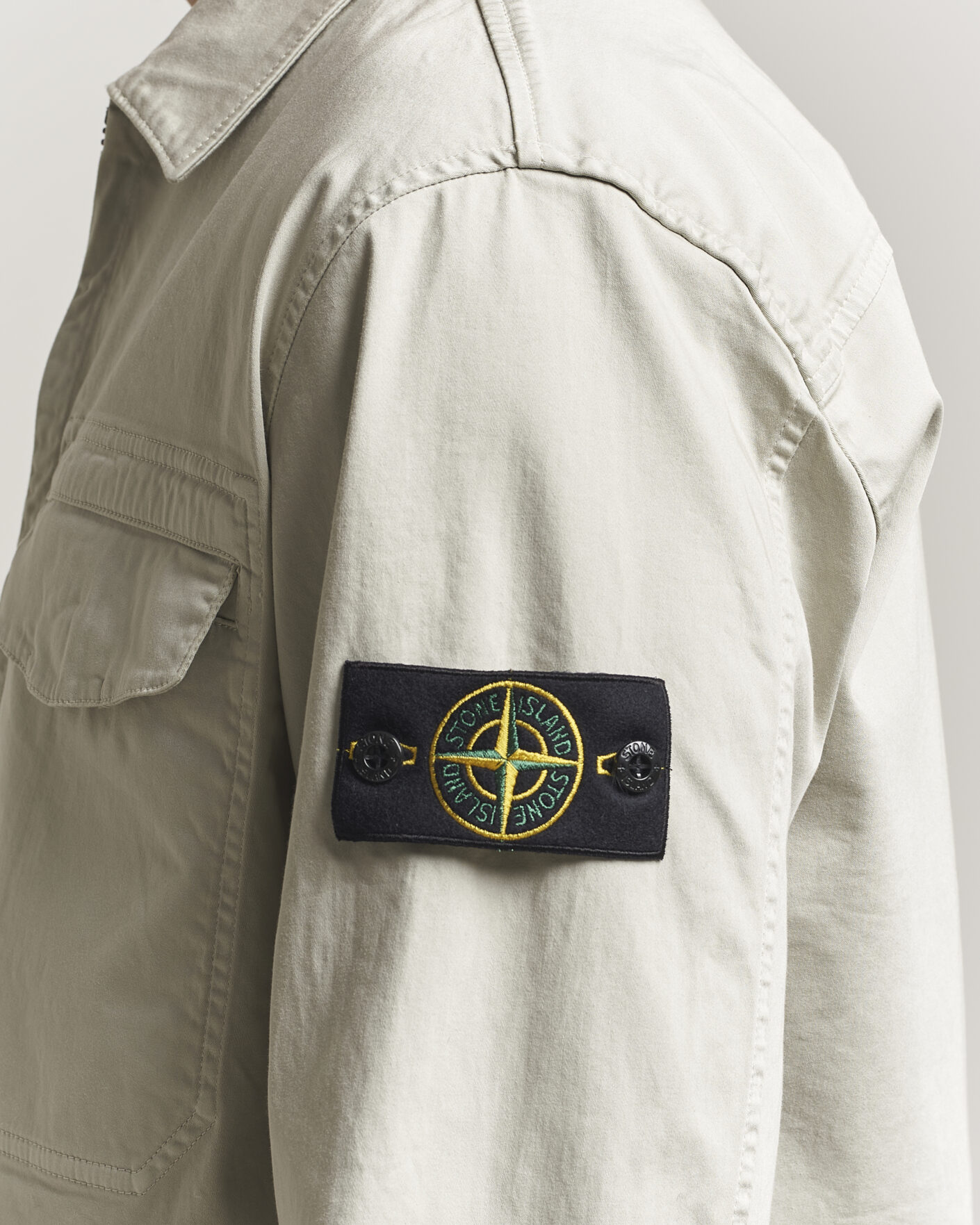 Heren | Overhemden | Stone Island | Cotton Stretch Zip Overshirt Pearl Grey