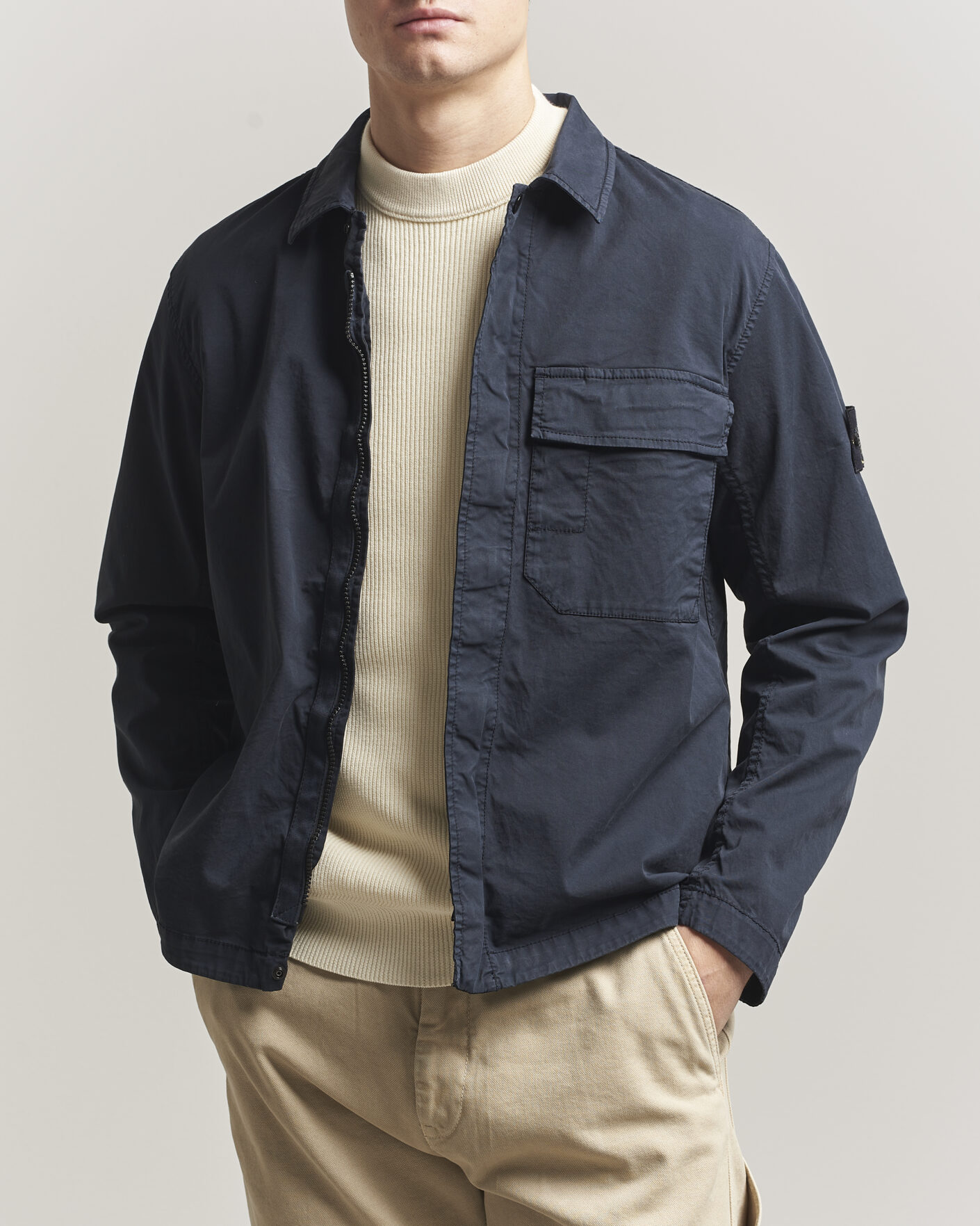 Heren | Jassen | Stone Island | Organic Cotton Twill Overshirt Navy