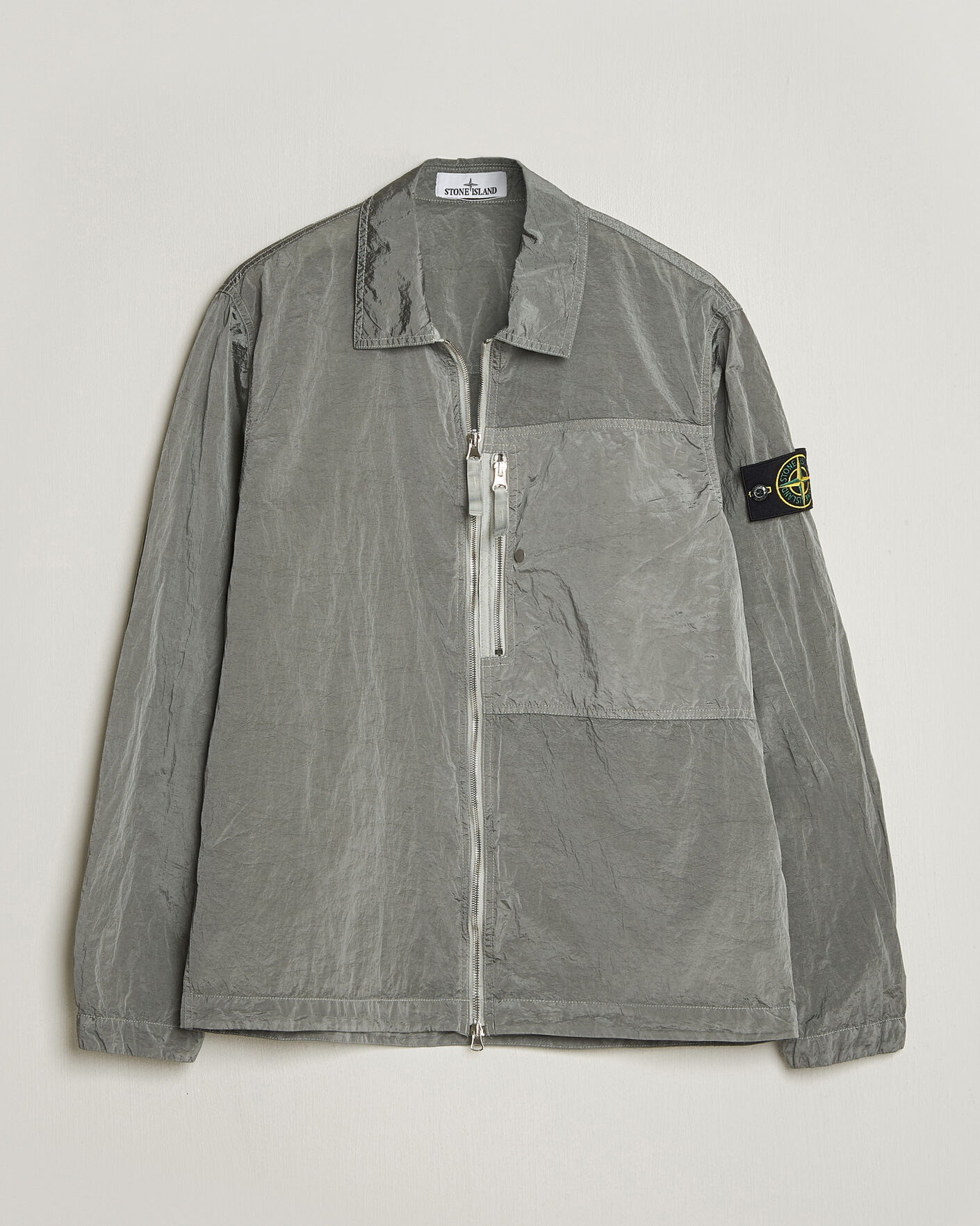 Heren | Overhemden | Stone Island | Nylon Metal Zip Overshirt Pearl Grey