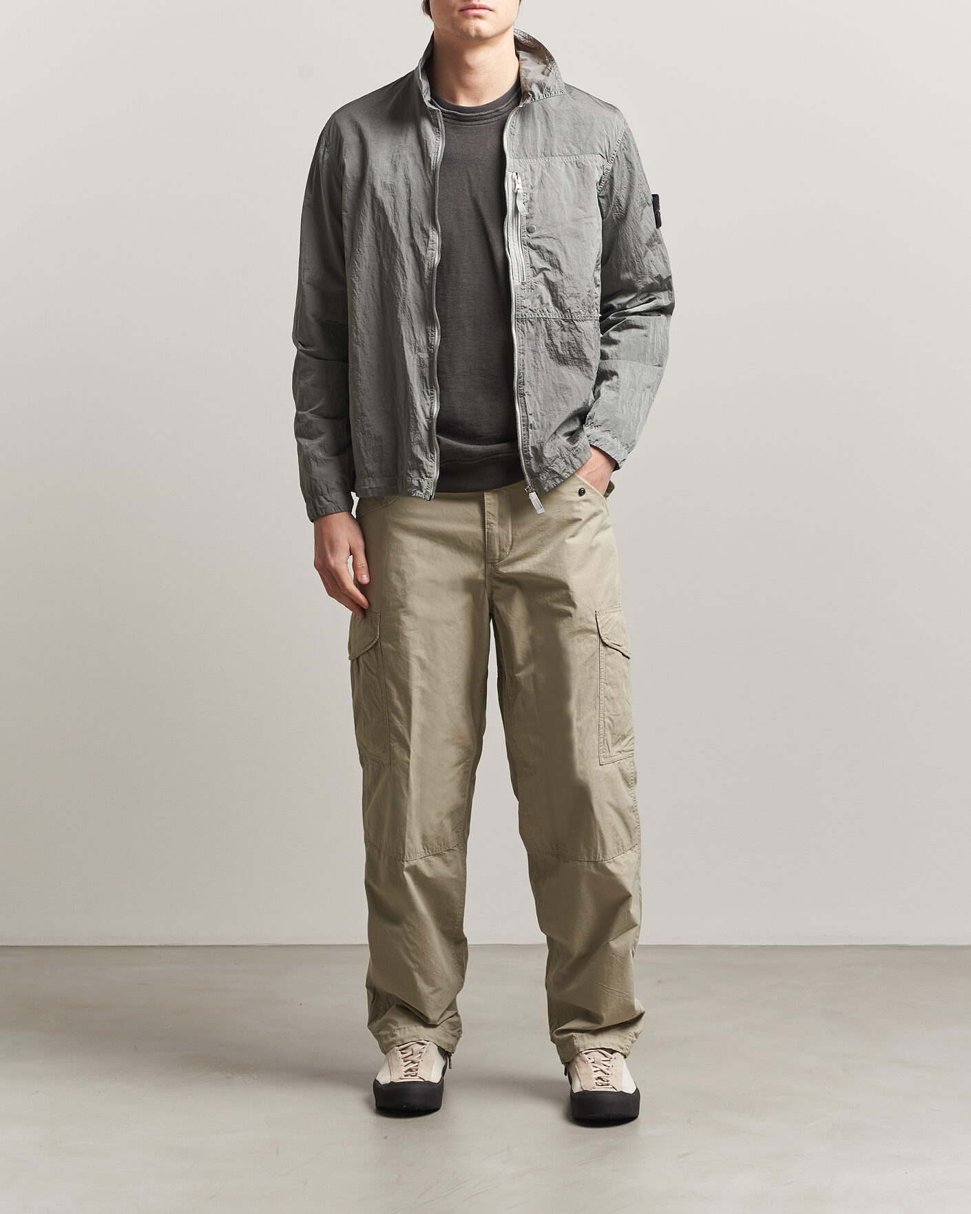 Heren | Overhemden | Stone Island | Nylon Metal Zip Overshirt Pearl Grey