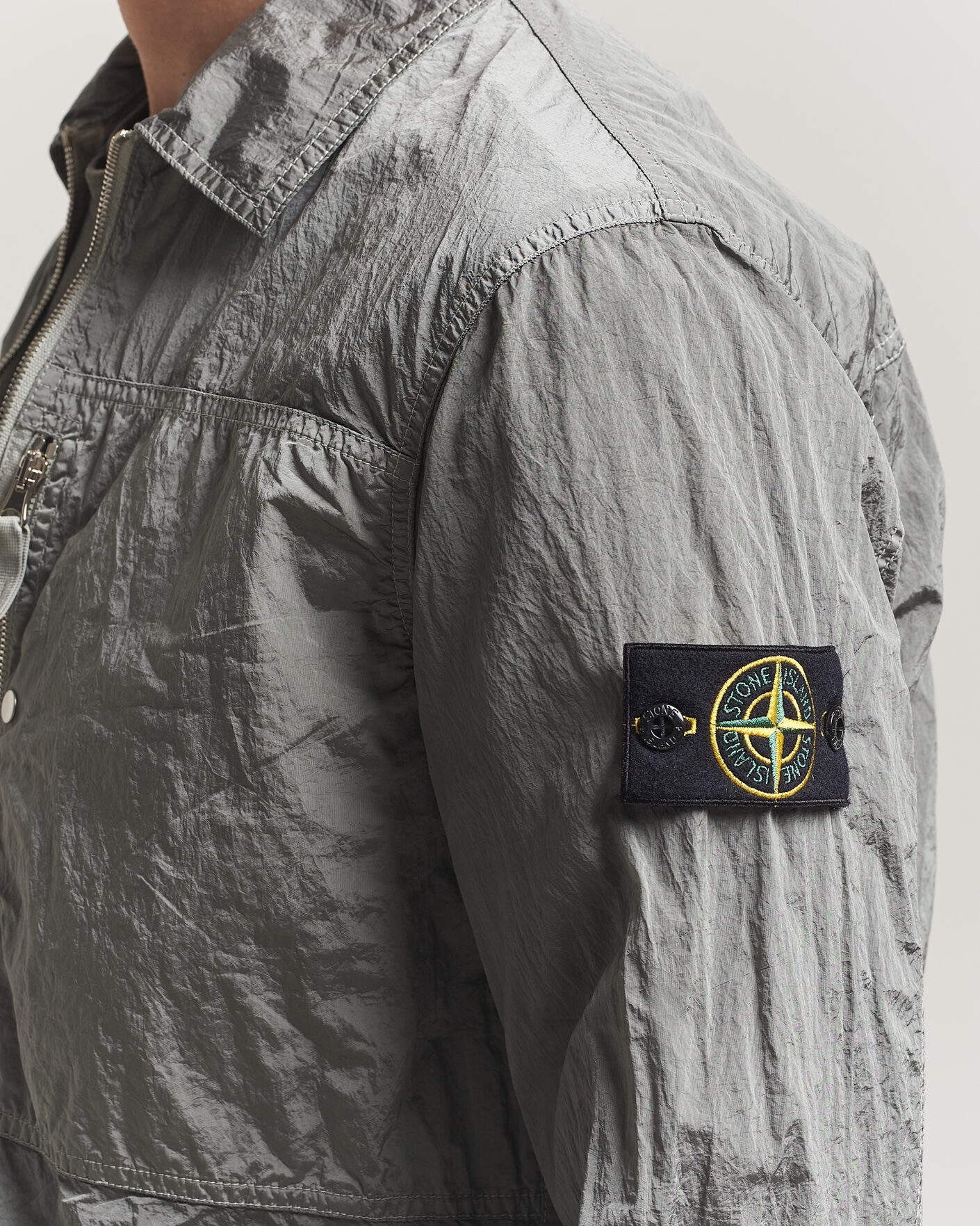 Heren | Overhemden | Stone Island | Nylon Metal Zip Overshirt Pearl Grey