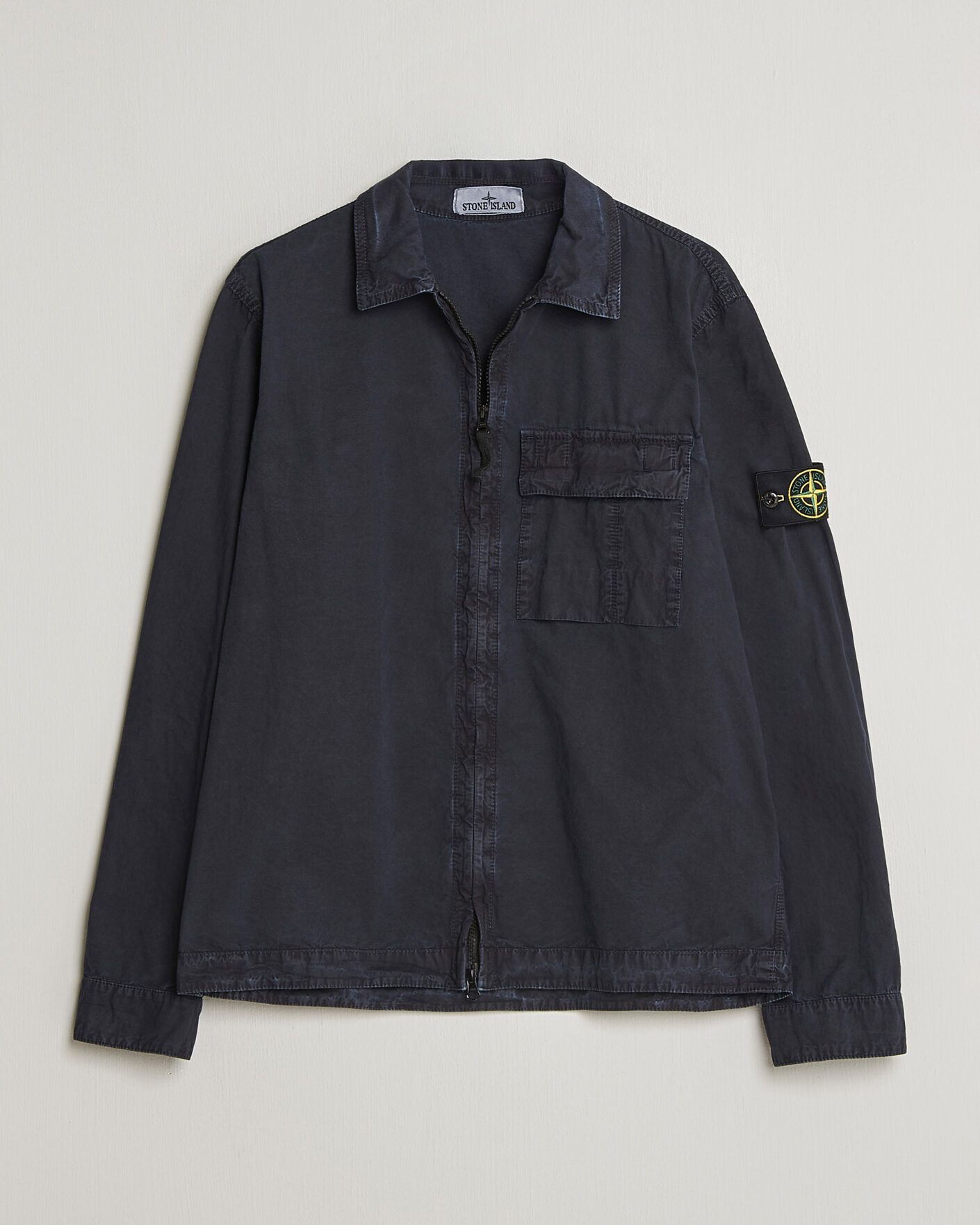 Heren | Overhemden | Stone Island | Brushed Cotton Canvas Zip Overshirt Navy