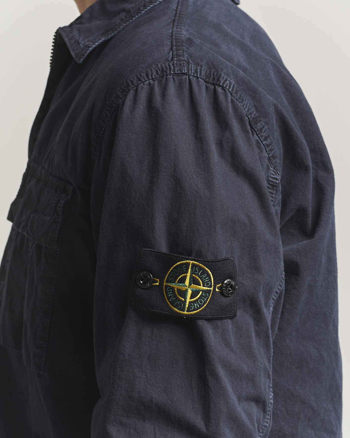 Heren | Overhemden | Stone Island | Brushed Cotton Canvas Zip Overshirt Navy