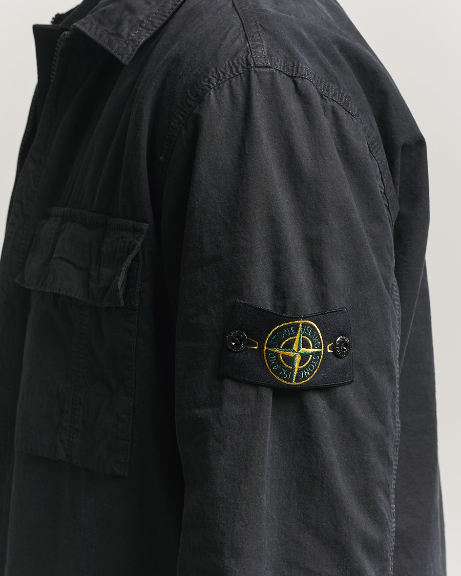 Heren | Overhemden | Stone Island | Brushed Cotton Canvas Zip Overshirt Black