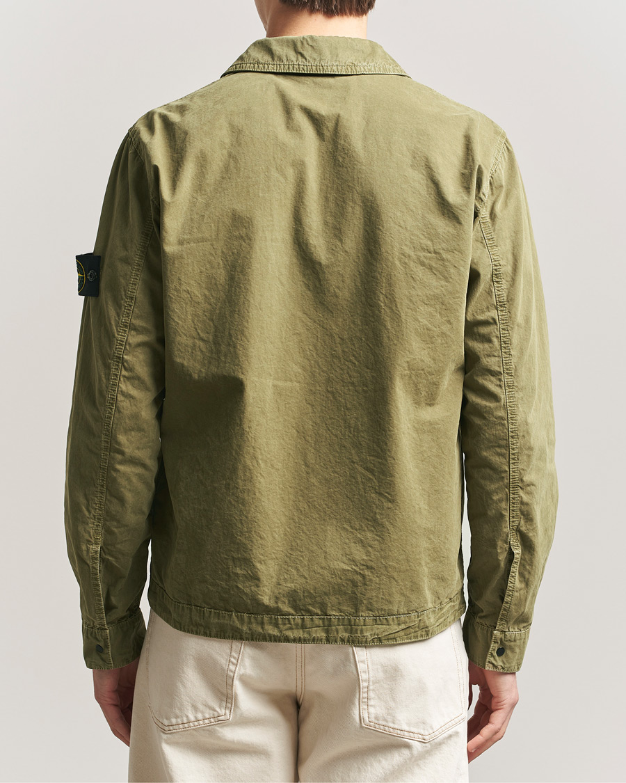 Heren | Overhemden | Stone Island | Brushed Cotton Canvas Zip Overshirt Military Green