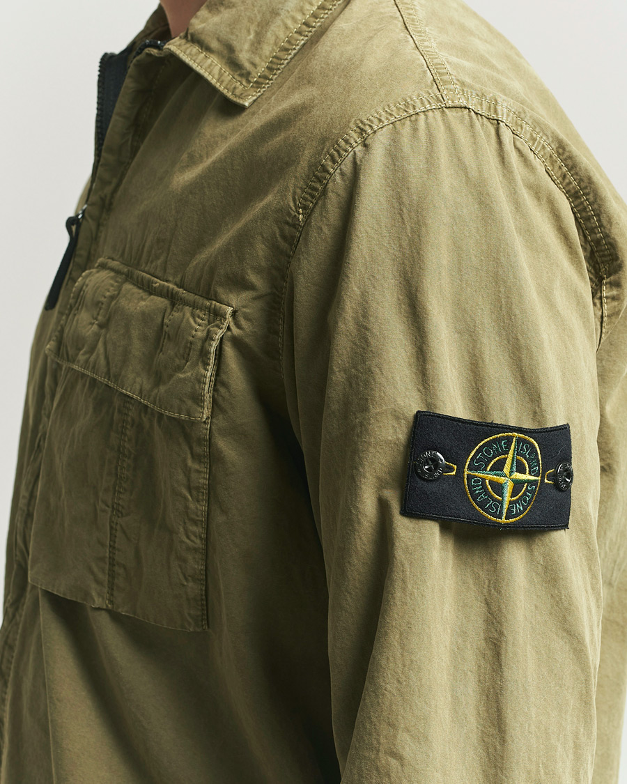 Heren | Overhemden | Stone Island | Brushed Cotton Canvas Zip Overshirt Military Green