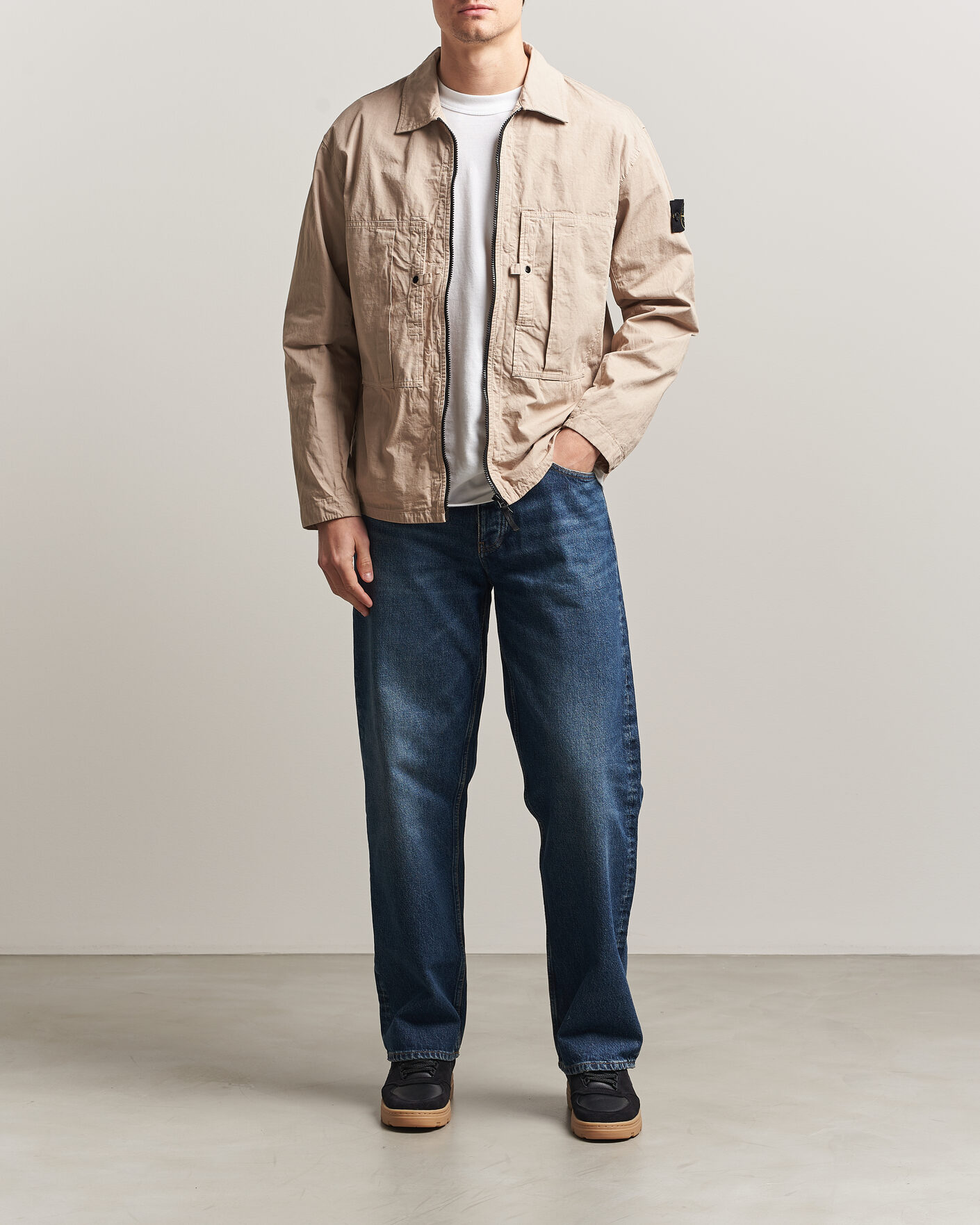 Heren | Overhemden | Stone Island | Cotton Ripstop Zip Overshirt Desert