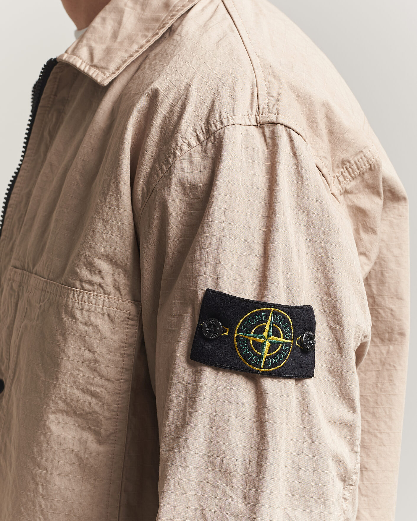 Heren | Overhemden | Stone Island | Cotton Ripstop Zip Overshirt Desert