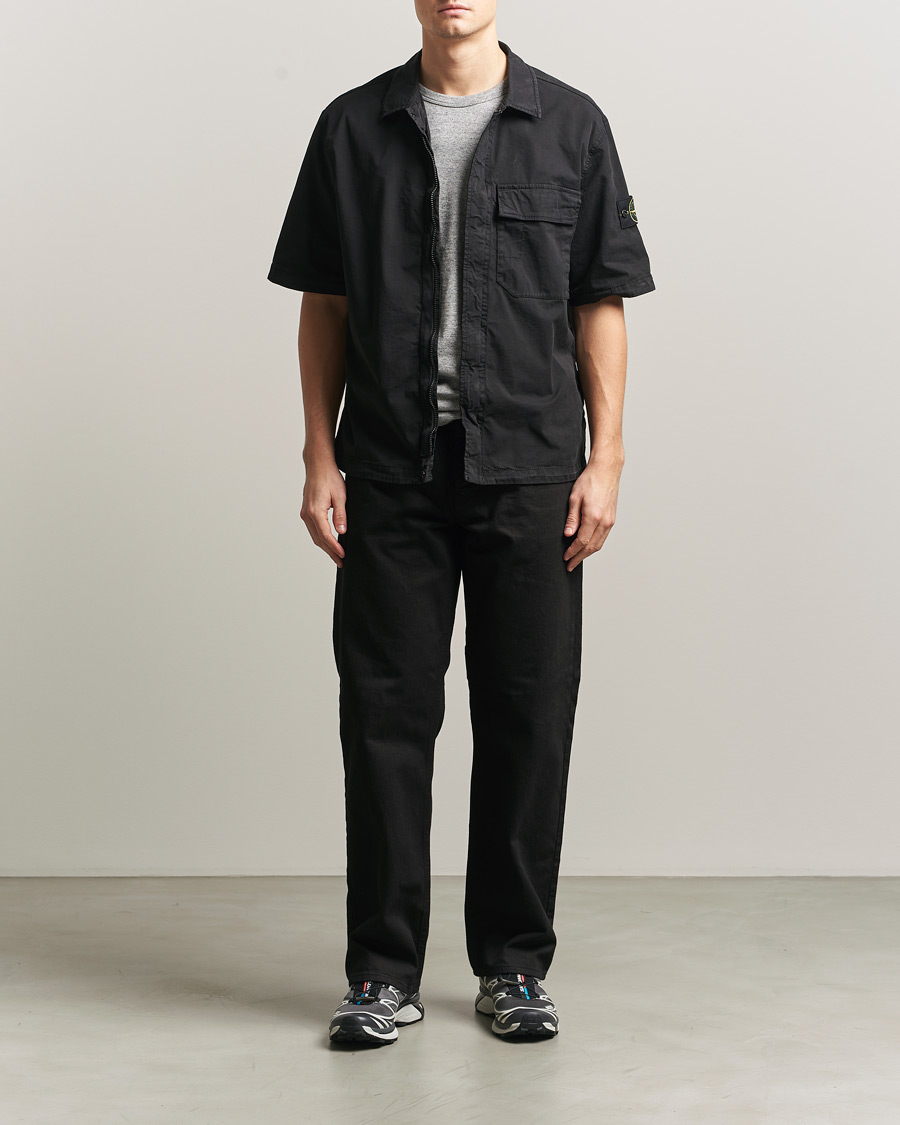 Heren | Overhemden | Stone Island | Organic Cotton Twill Short Sleeve Shirt Black