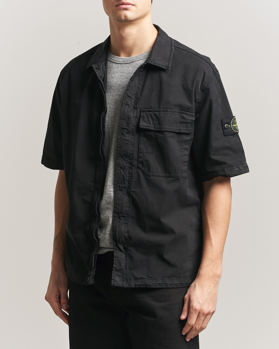 Heren | Overhemden | Stone Island | Organic Cotton Twill Short Sleeve Shirt Black