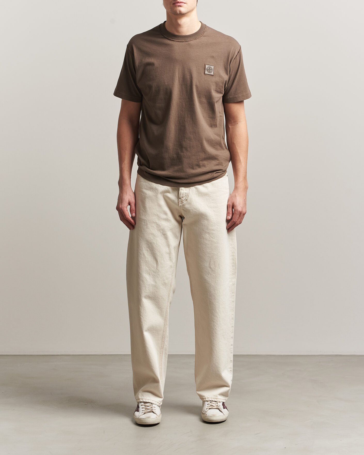 Heren | T-shirts | Stone Island | Organic Cotton Fissato Effect T-Shirt Umber