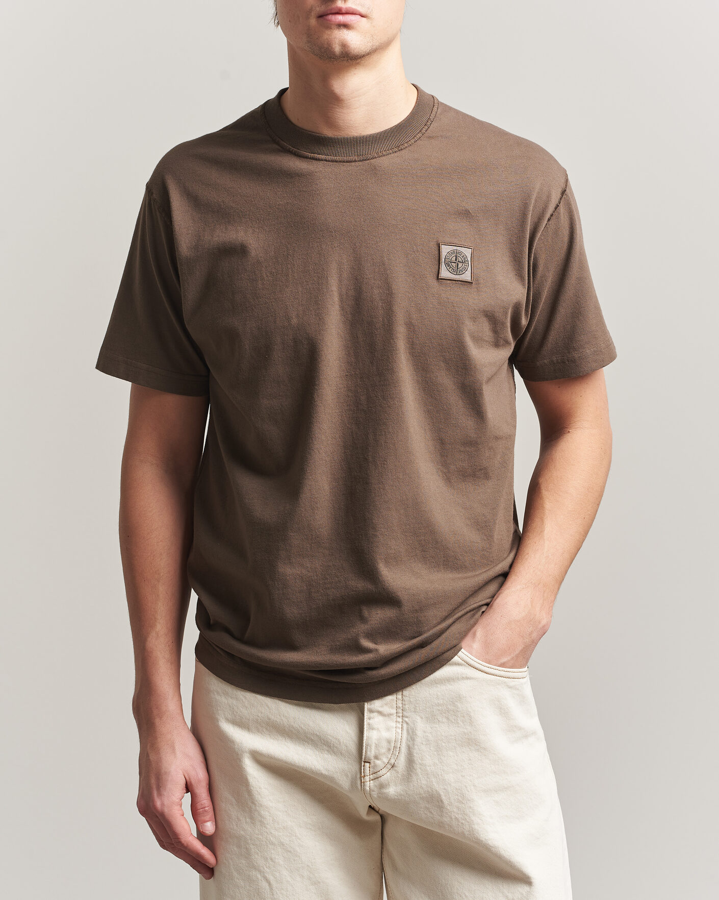 Heren | T-shirts | Stone Island | Organic Cotton Fissato Effect T-Shirt Umber