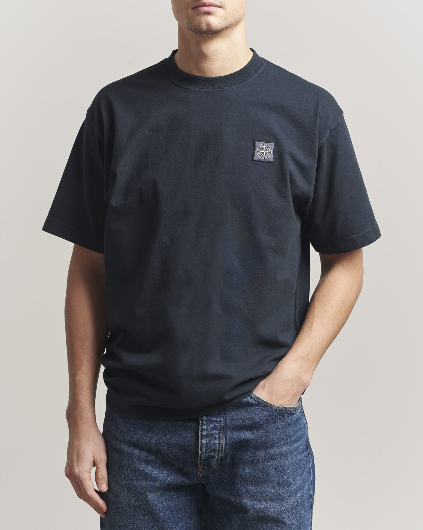 Heren | T-shirts | Stone Island | Combed Organic Cotton T-Shirt Navy