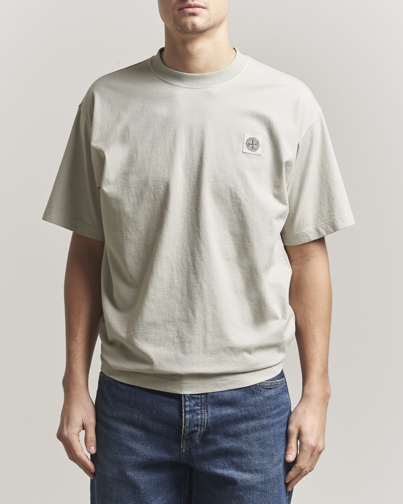 Heren | T-shirts | Stone Island | Combed Organic Cotton T-Shirt Pearl Grey