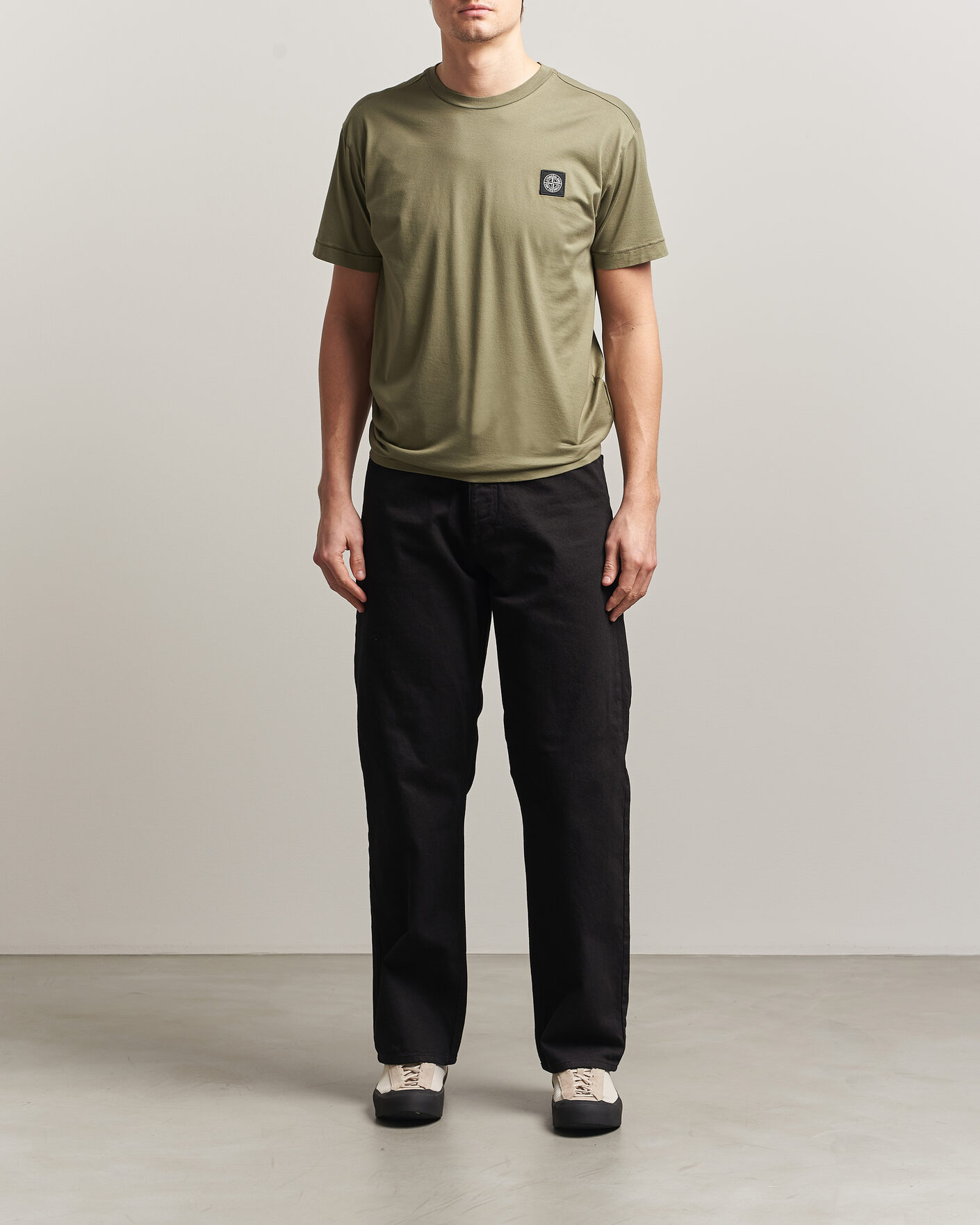 Heren | T-shirts | Stone Island | Garment Dyed Cotton Jersey T-Shirt Military Green