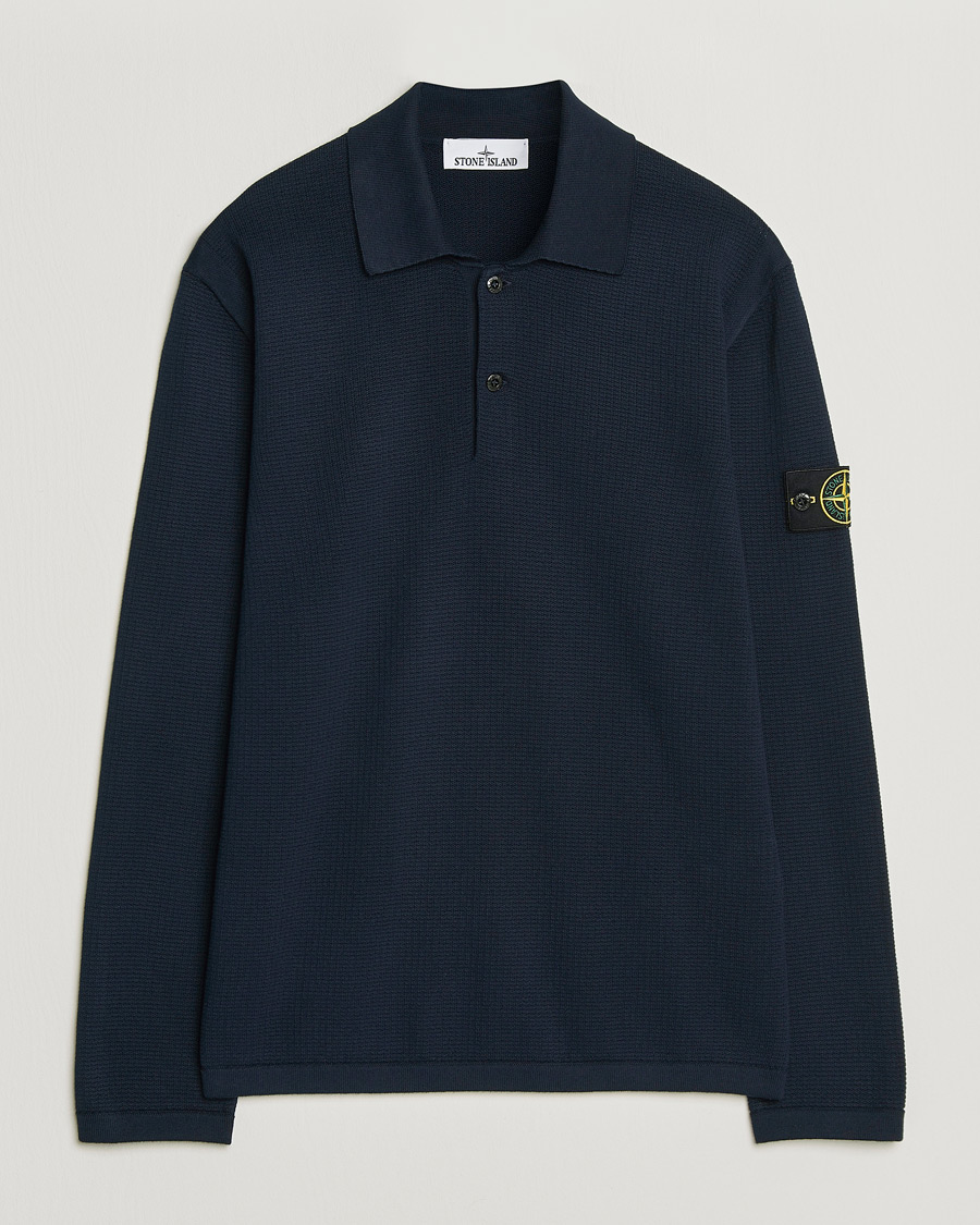 Heren | Truien | Stone Island | Micro Stitch Knitted Cotton Polo Navy