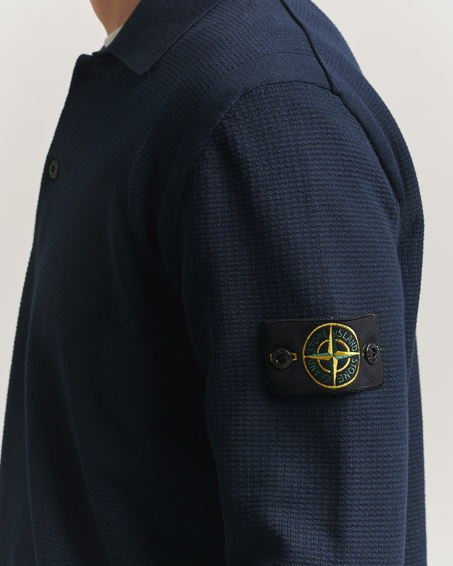 Heren | Truien | Stone Island | Micro Stitch Knitted Cotton Polo Navy