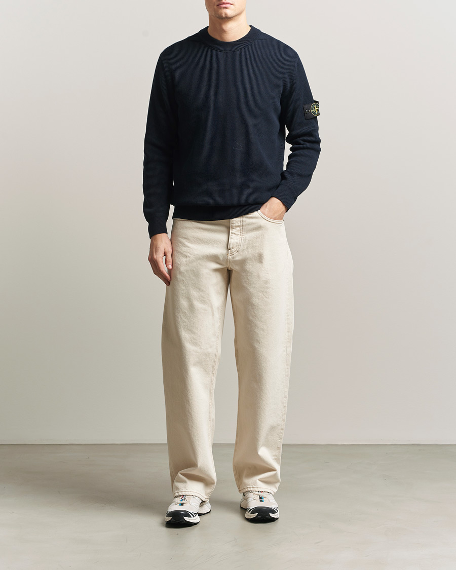 Heren | Truien | Stone Island | Ribbed Soft Organic Cotton Crewneck Navy