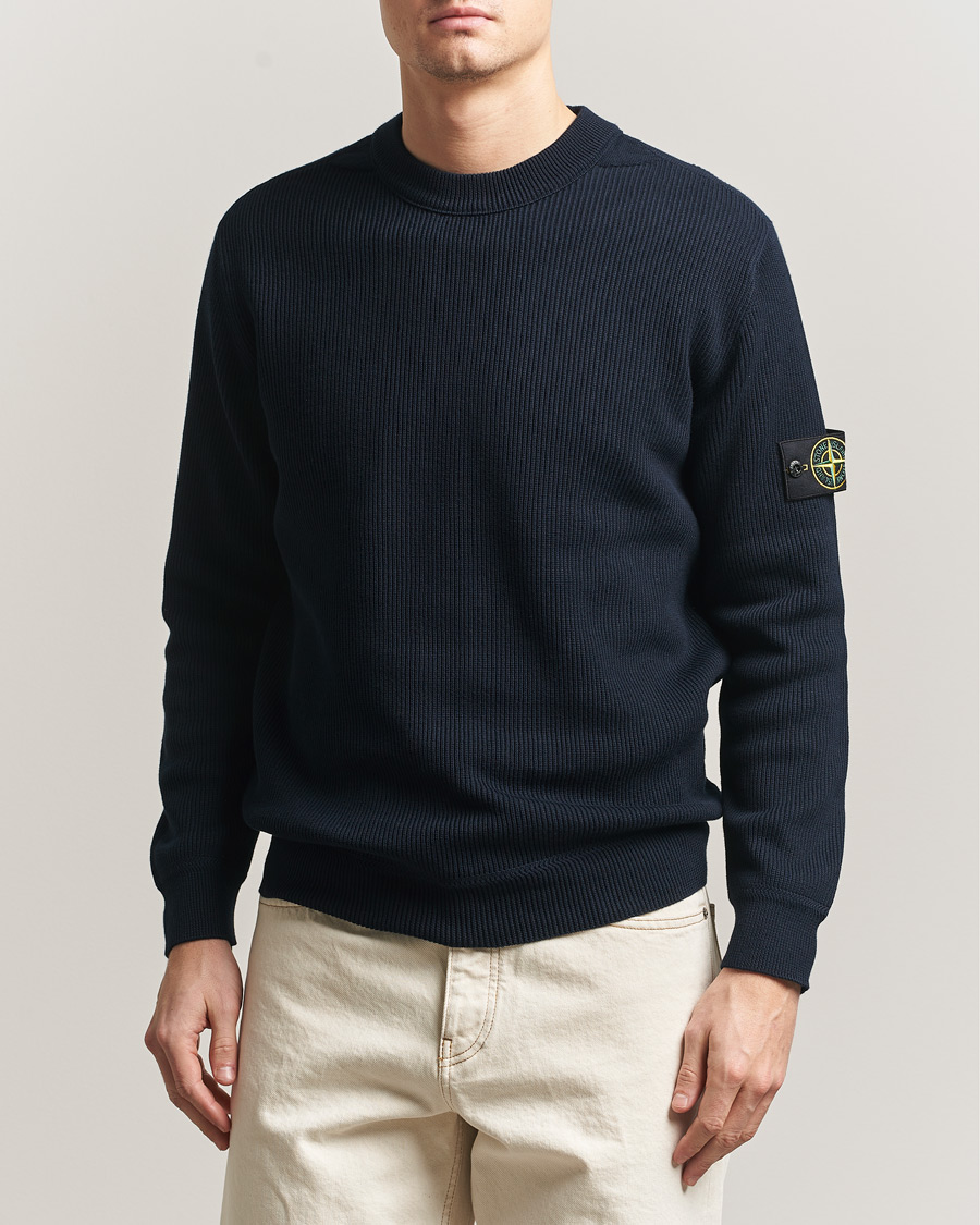 Heren | Truien | Stone Island | Ribbed Soft Organic Cotton Crewneck Navy