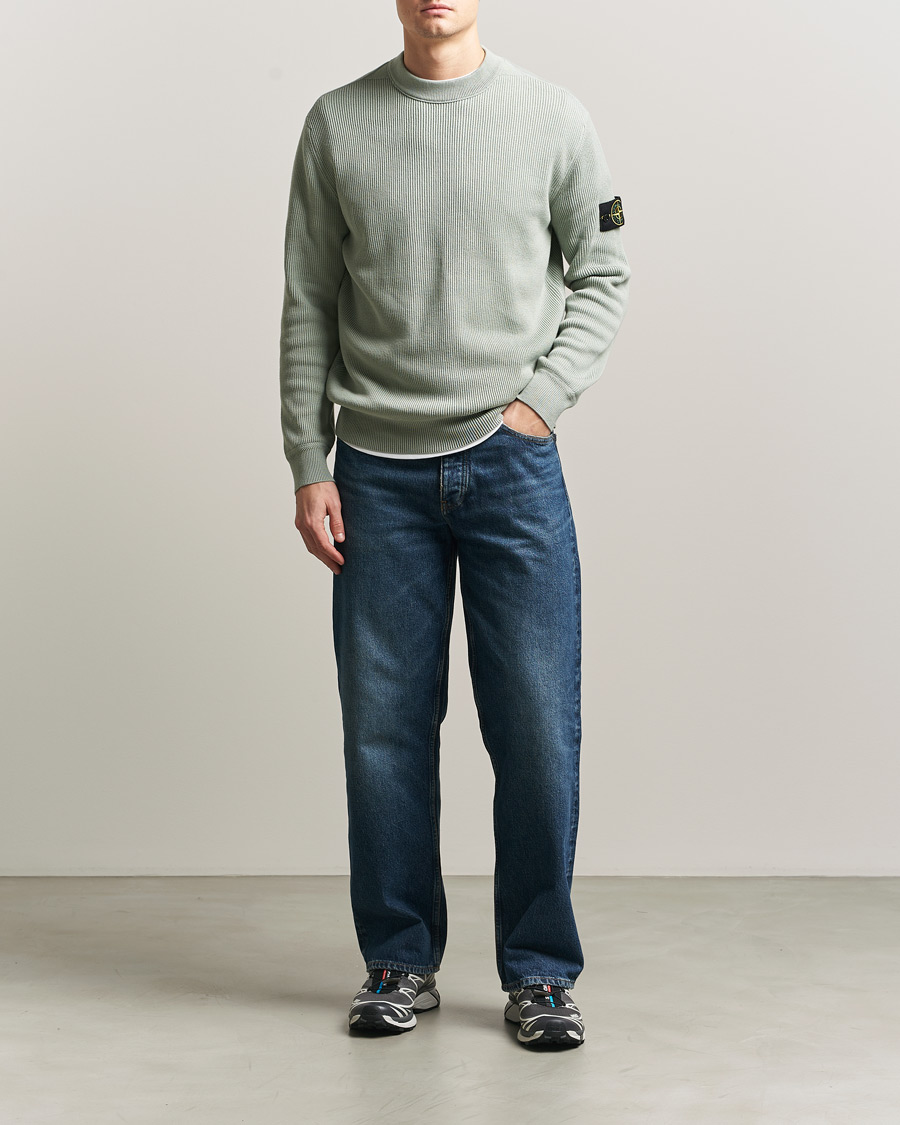 Heren | Truien | Stone Island | Ribbed Soft Organic Cotton Crewneck Sage