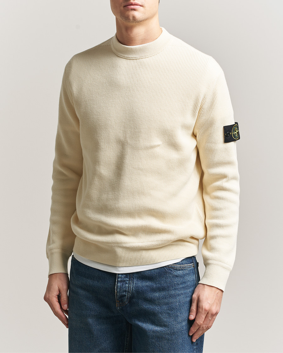 Heren | Truien | Stone Island | Ribbed Soft Organic Cotton Crewneck Ivory