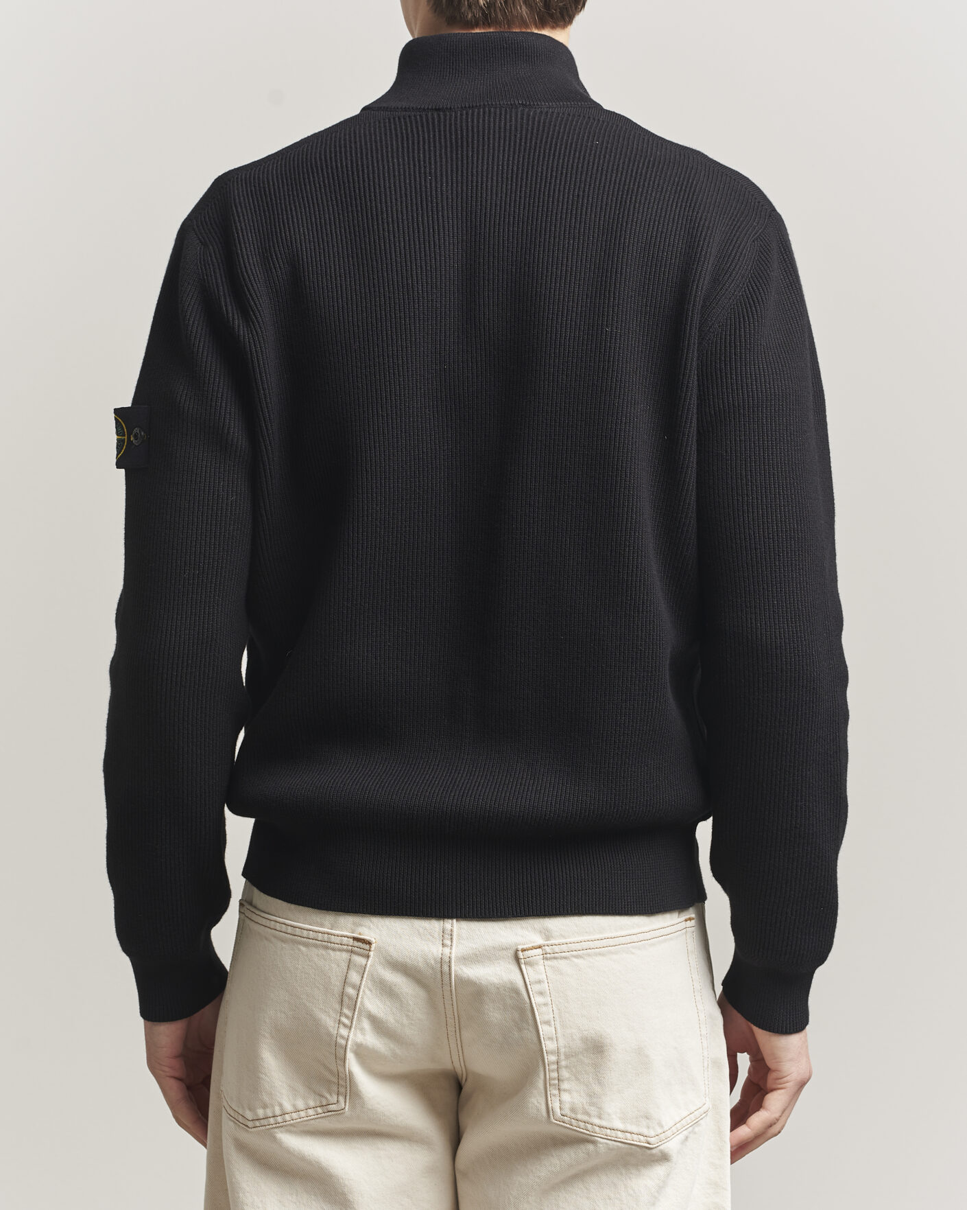 Heren | Truien | Stone Island | Ribbed Soft Organic Cotton Full Zip Black