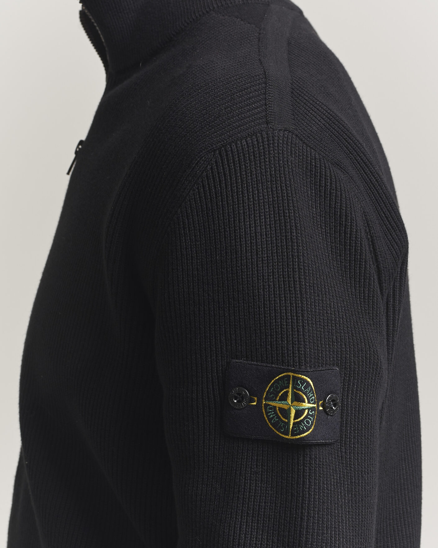 Heren | Truien | Stone Island | Ribbed Soft Organic Cotton Full Zip Black