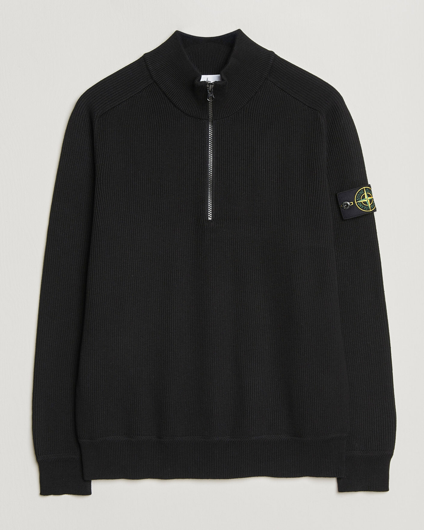 Heren | Truien | Stone Island | Ribbed Soft Organic Cotton Half Zip Black