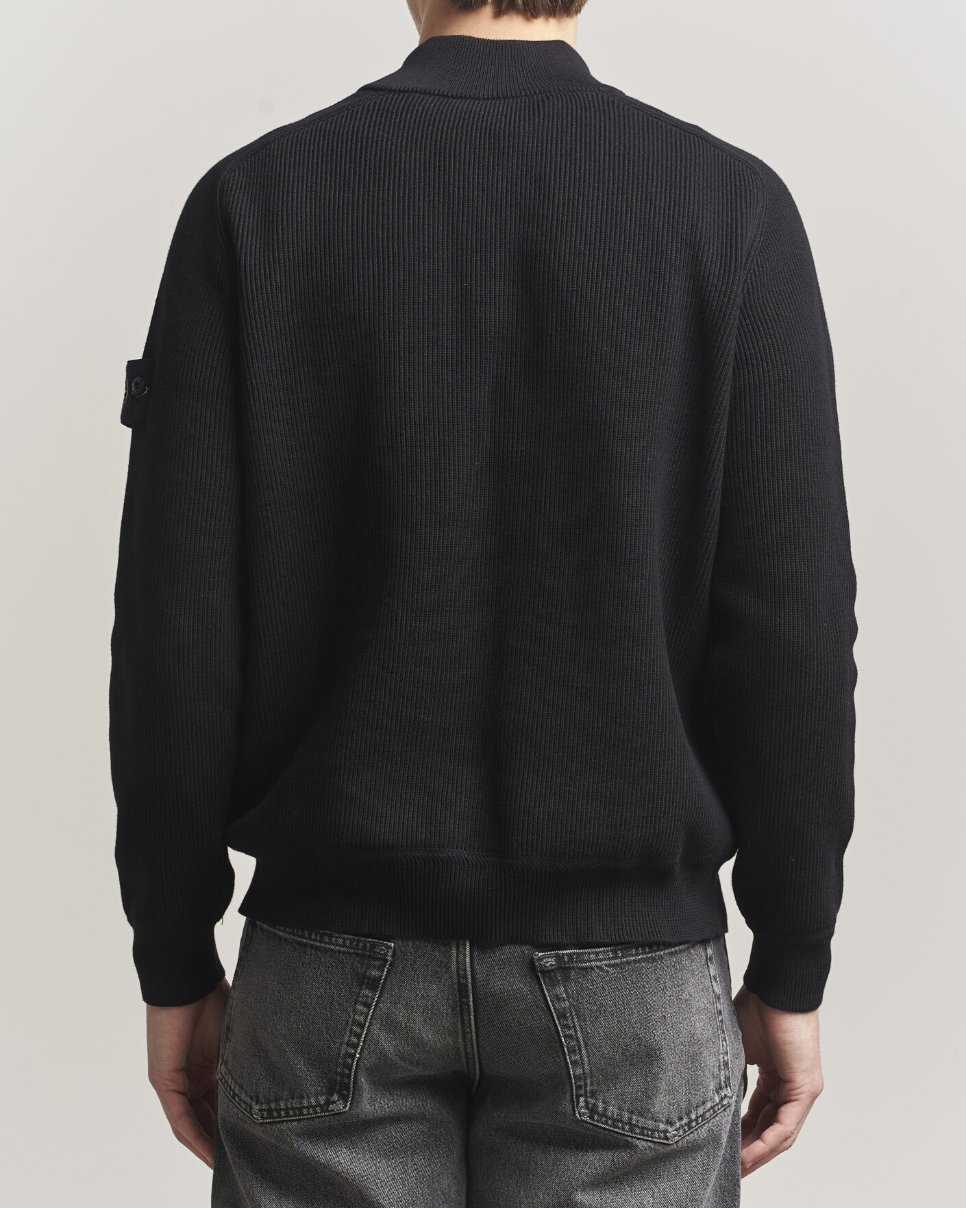 Heren | Truien | Stone Island | Ribbed Soft Organic Cotton Half Zip Black