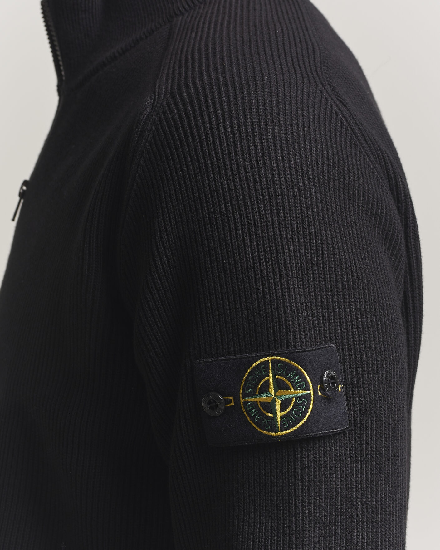 Heren | Truien | Stone Island | Ribbed Soft Organic Cotton Half Zip Black