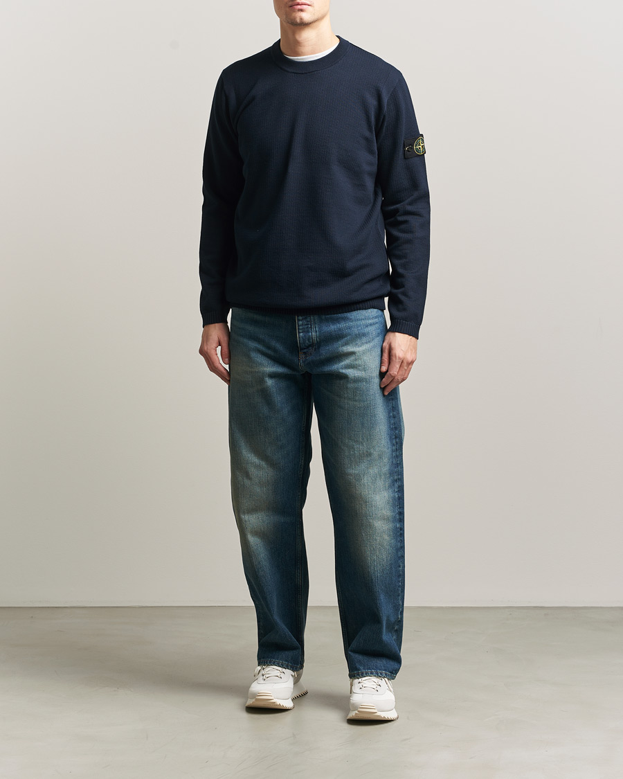 Heren | Truien | Stone Island | Micro Stitch Soft Organic Cotton Crewneck Navy