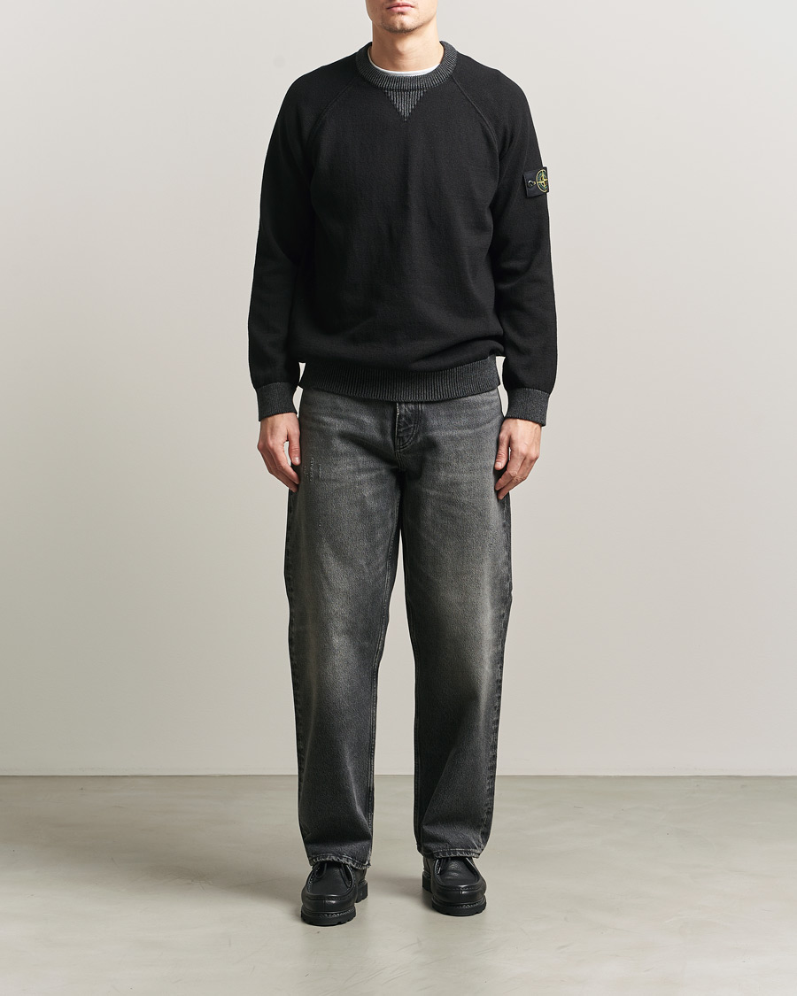 Heren | Truien | Stone Island | Raw Hand Organic Cotton Raglan Crewneck Black