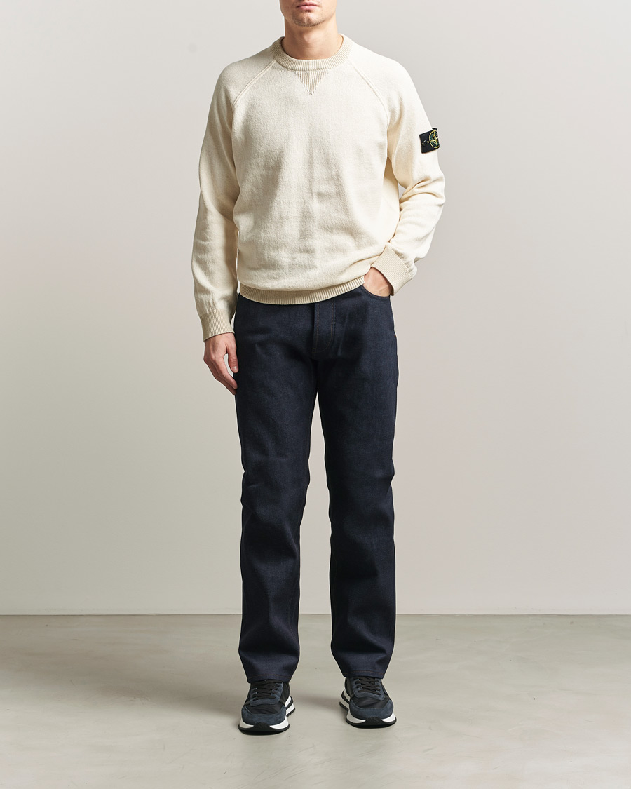 Heren | Truien | Stone Island | Raw Hand Organic Cotton Raglan Crewneck Ivory