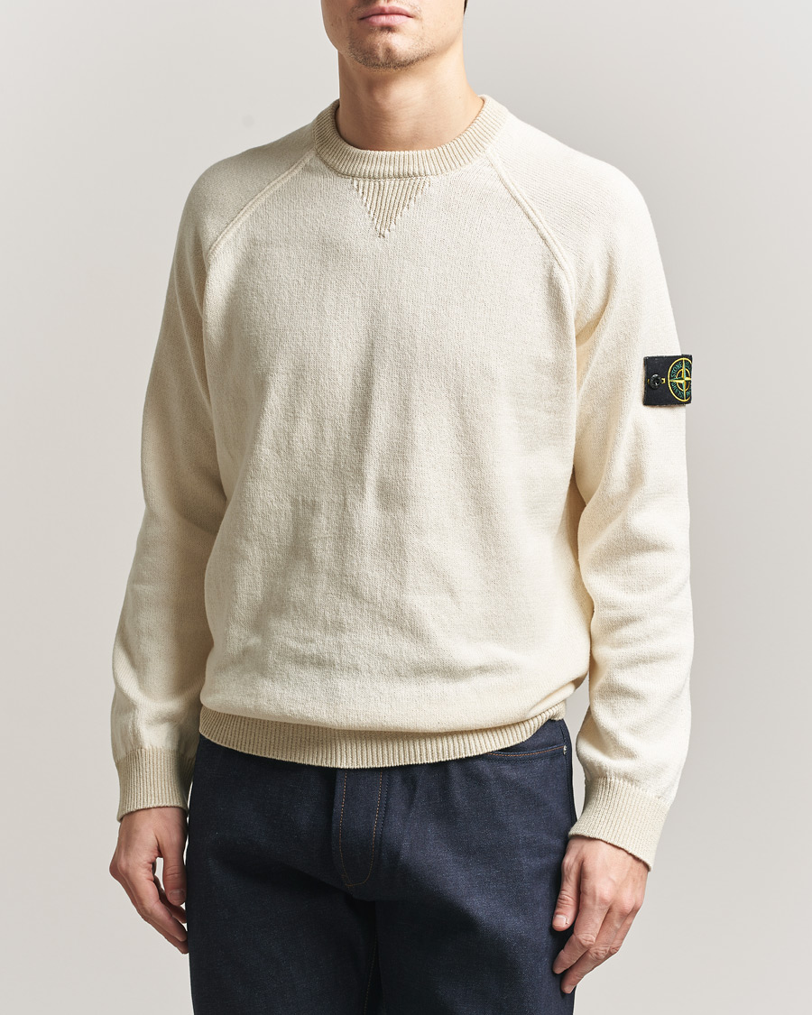 Heren | Truien | Stone Island | Raw Hand Organic Cotton Raglan Crewneck Ivory