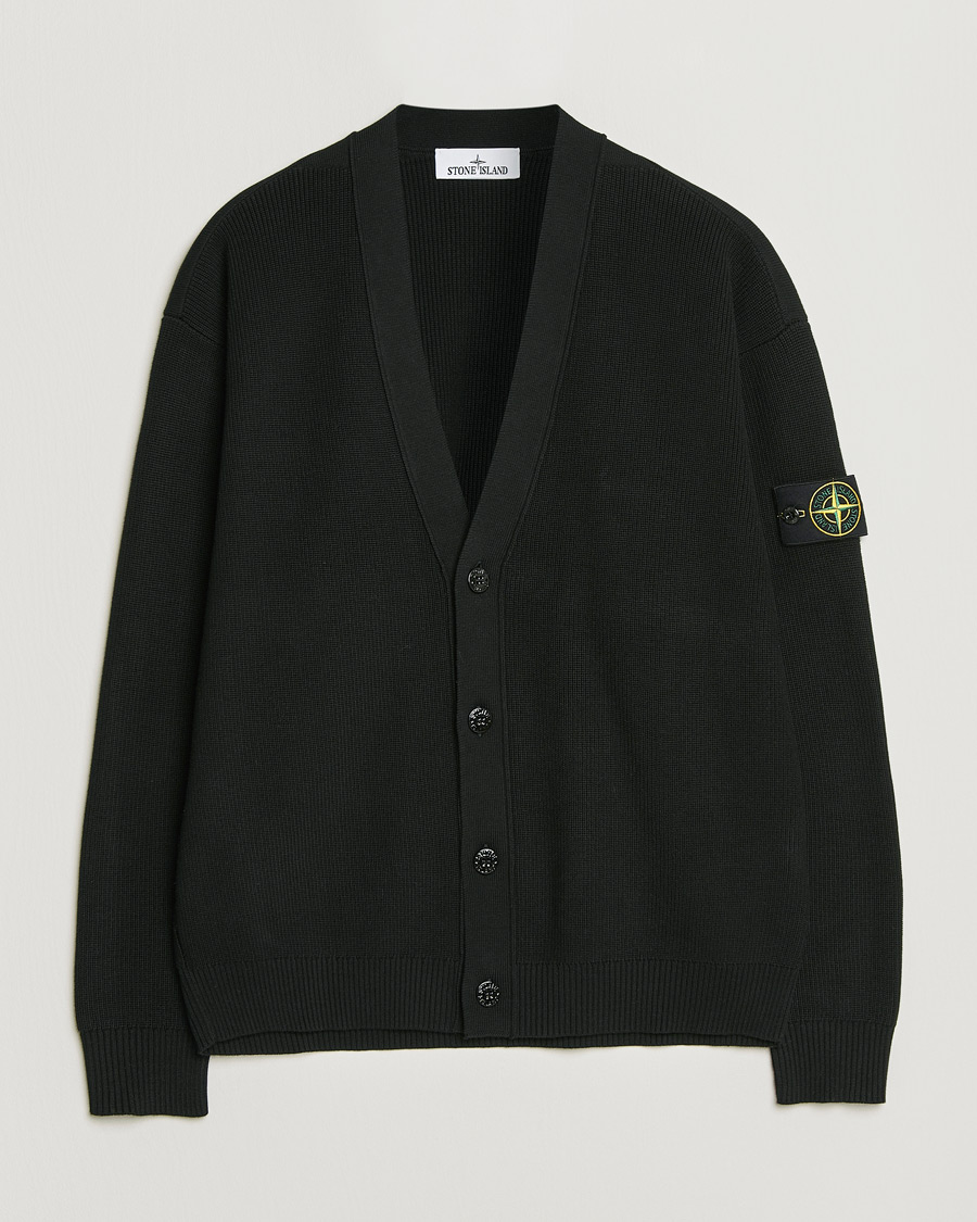Heren | Truien | Stone Island | Ribbed Soft Organic Cotton Cardigan Black