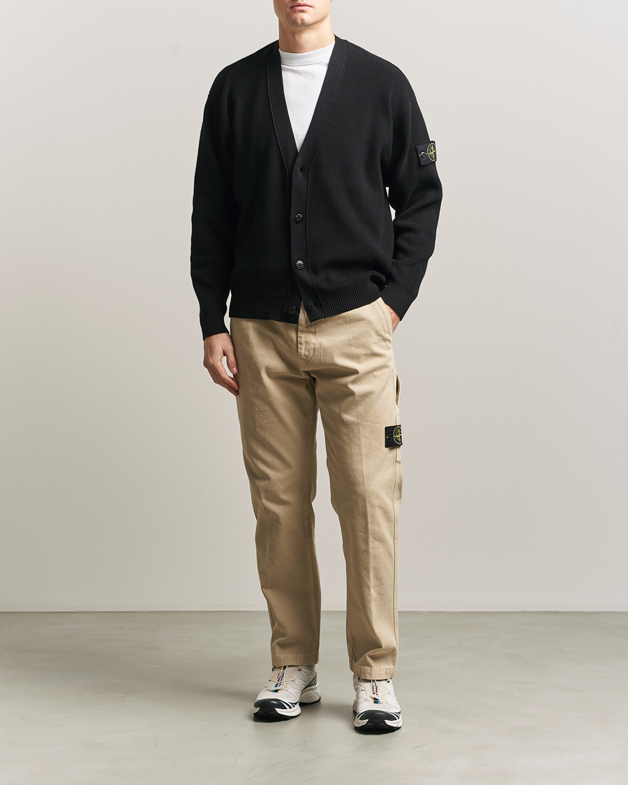 Heren | Truien | Stone Island | Ribbed Soft Organic Cotton Cardigan Black