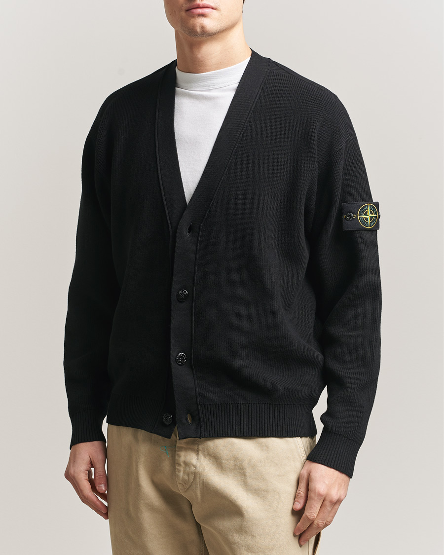 Heren | Truien | Stone Island | Ribbed Soft Organic Cotton Cardigan Black
