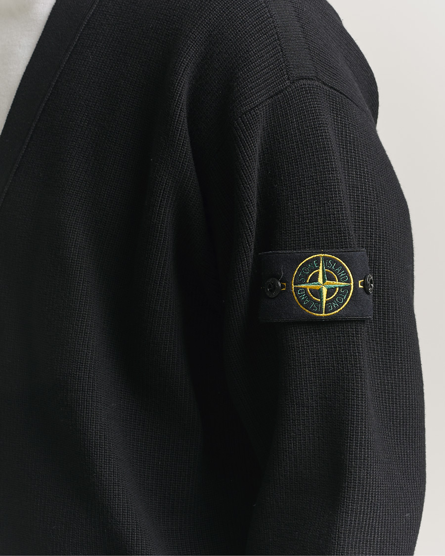 Heren | Truien | Stone Island | Ribbed Soft Organic Cotton Cardigan Black