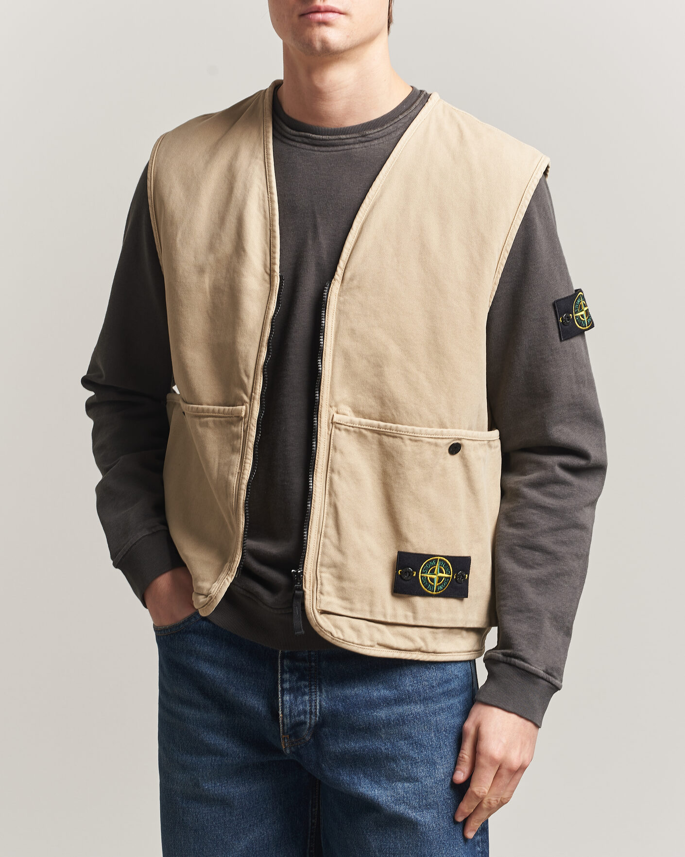 Heren | Gilets | Stone Island | Organic Panama Cotton Padded Vest Desert