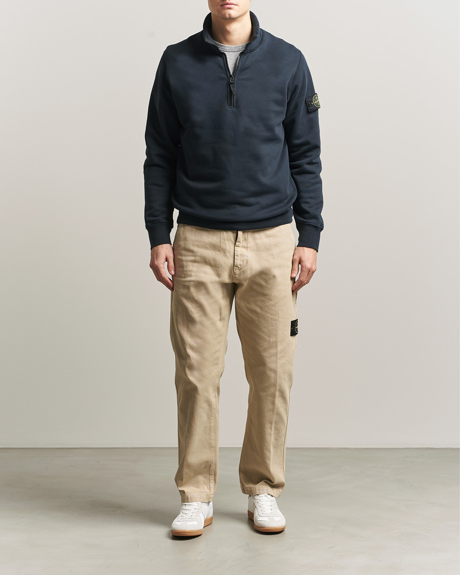 Heren | Truien | Stone Island | Garment Dyed Fleece Half Zip Navy