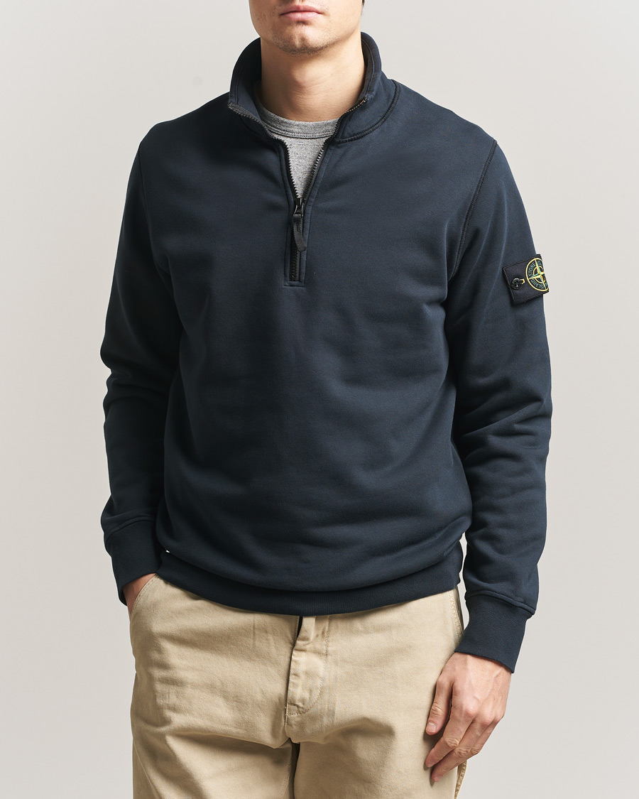 Heren | Truien | Stone Island | Garment Dyed Fleece Half Zip Navy