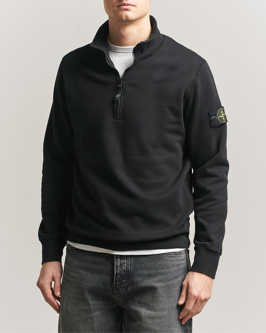 Heren | Truien | Stone Island | Garment Dyed Fleece Half Zip Black