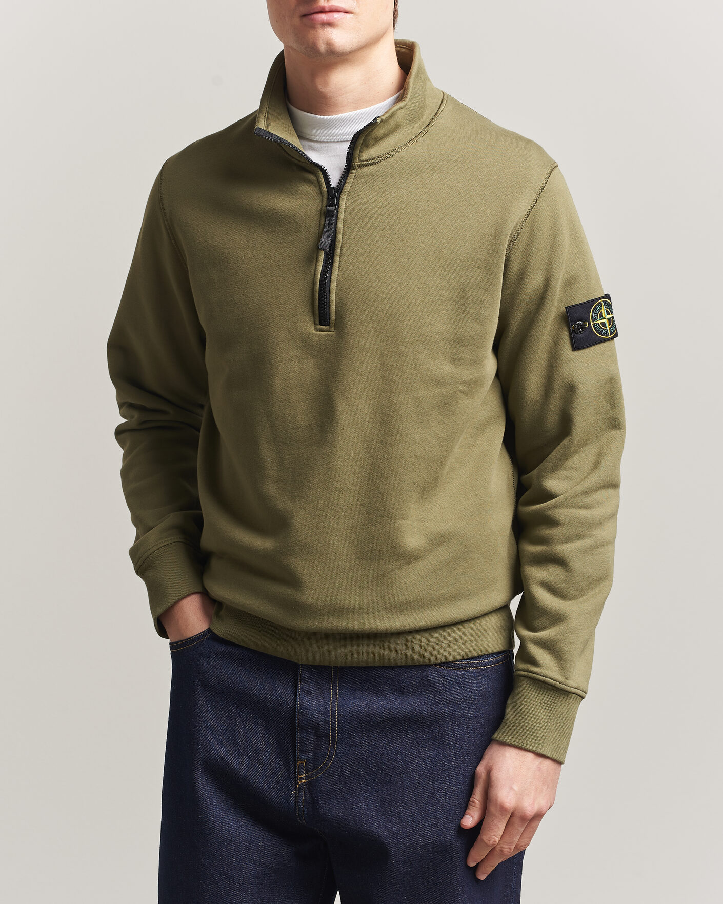 Heren | Truien | Stone Island | Garment Dyed Fleece Half Zip Military Green