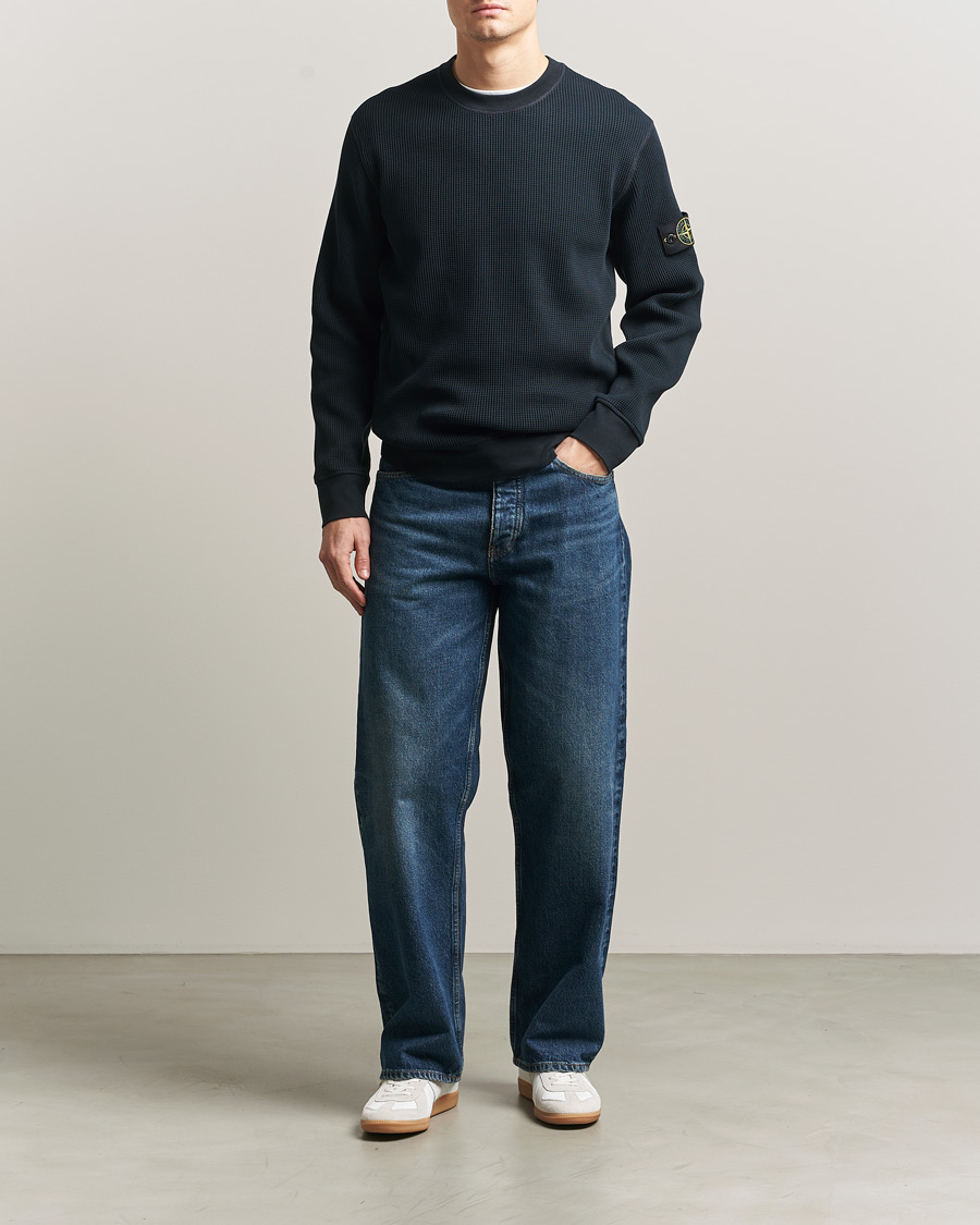 Heren | Truien | Stone Island | Organic Cotton Waffle Fleece Sweatshirt Navy