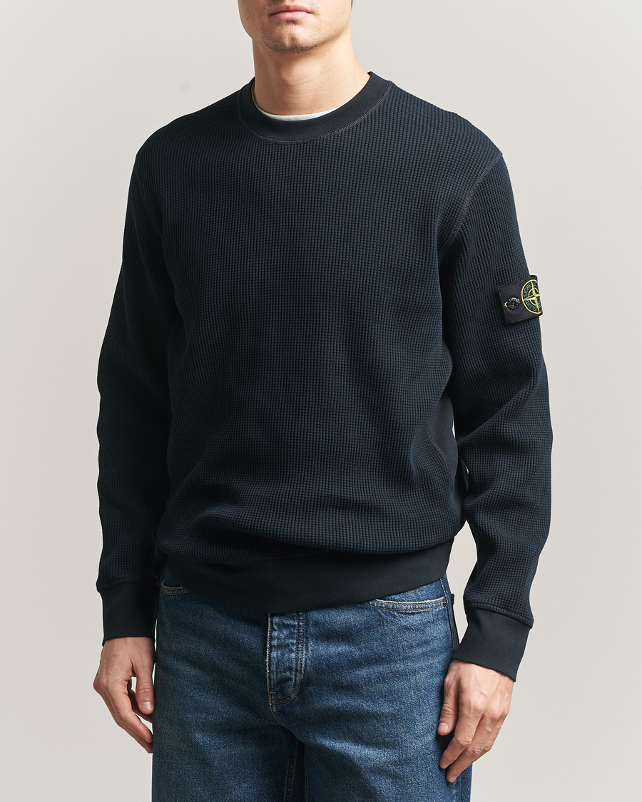 Heren | Truien | Stone Island | Organic Cotton Waffle Fleece Sweatshirt Navy