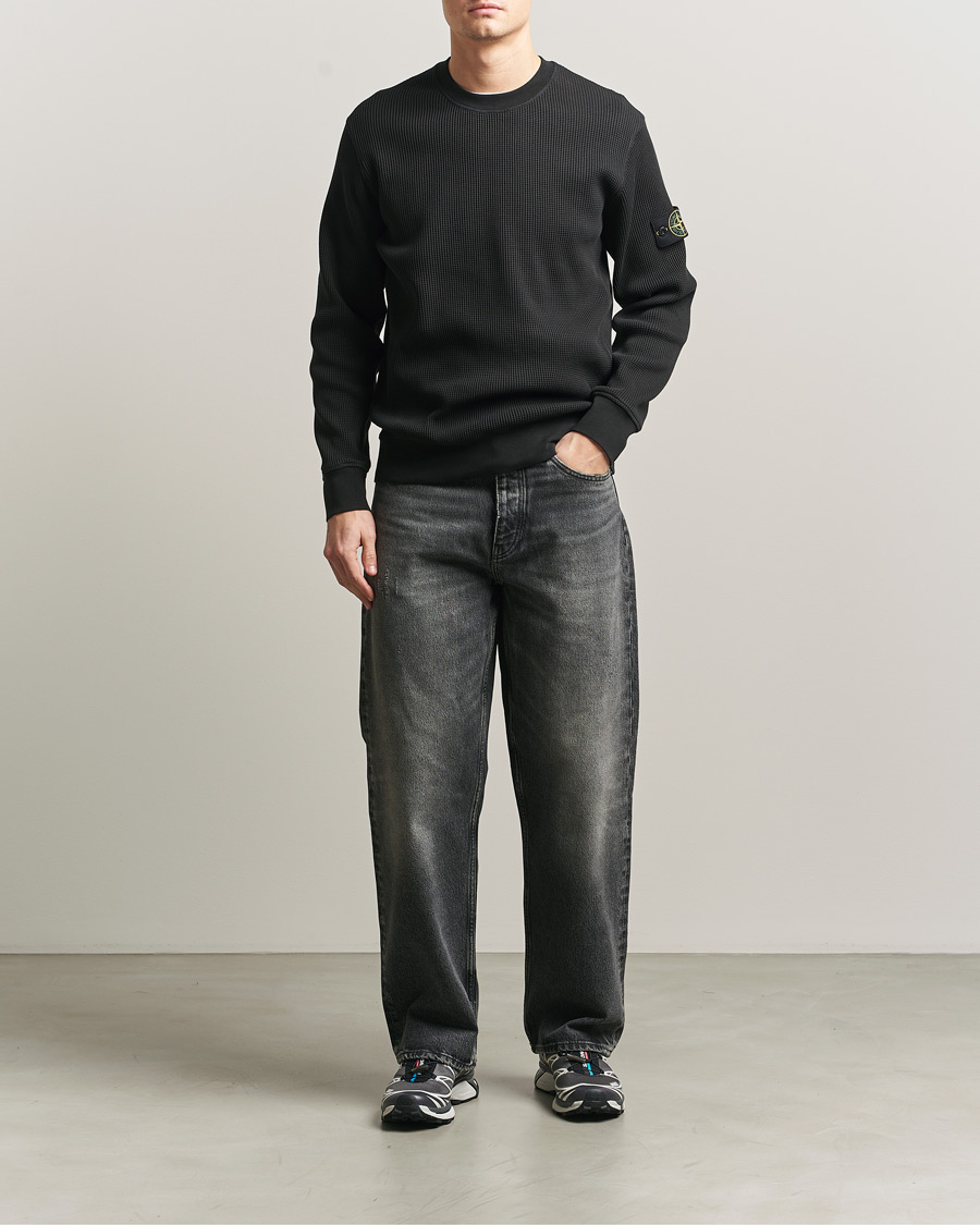 Heren | Truien | Stone Island | Organic Cotton Waffle Fleece Sweatshirt Black