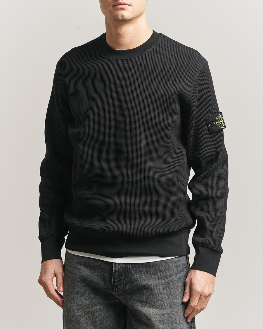 Heren | Truien | Stone Island | Organic Cotton Waffle Fleece Sweatshirt Black